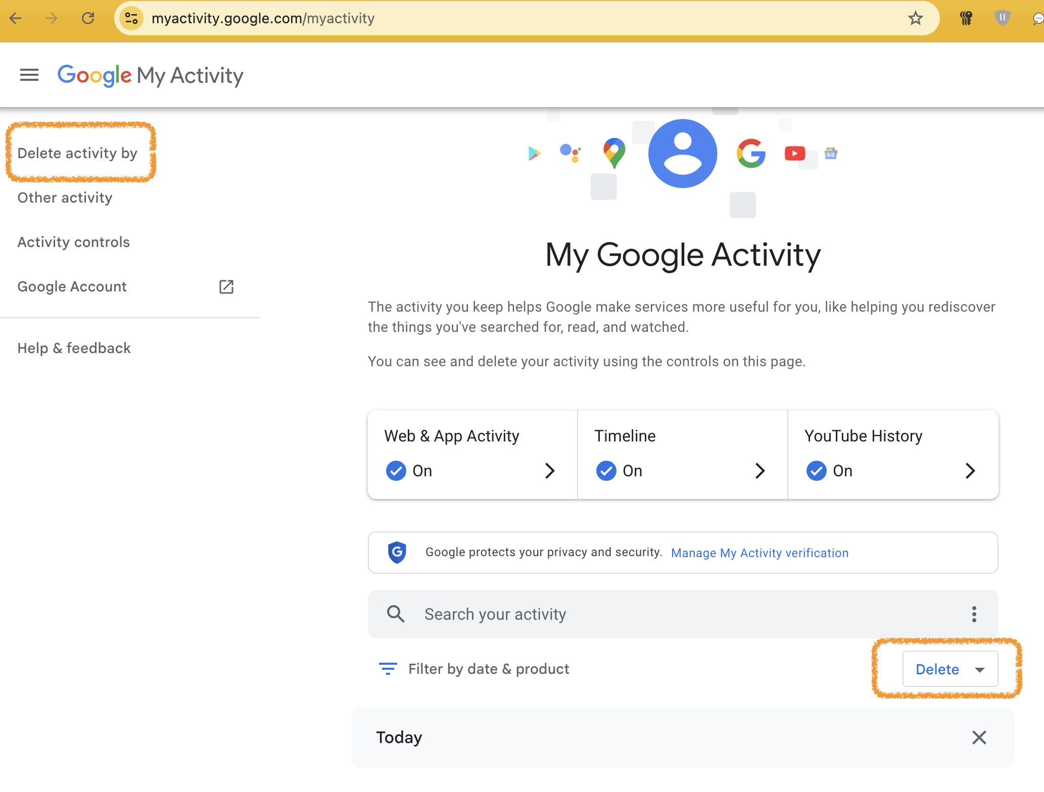 Google Delete My Activity