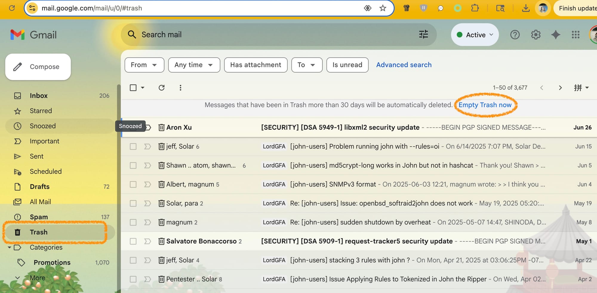 Gmail Empty Trash now