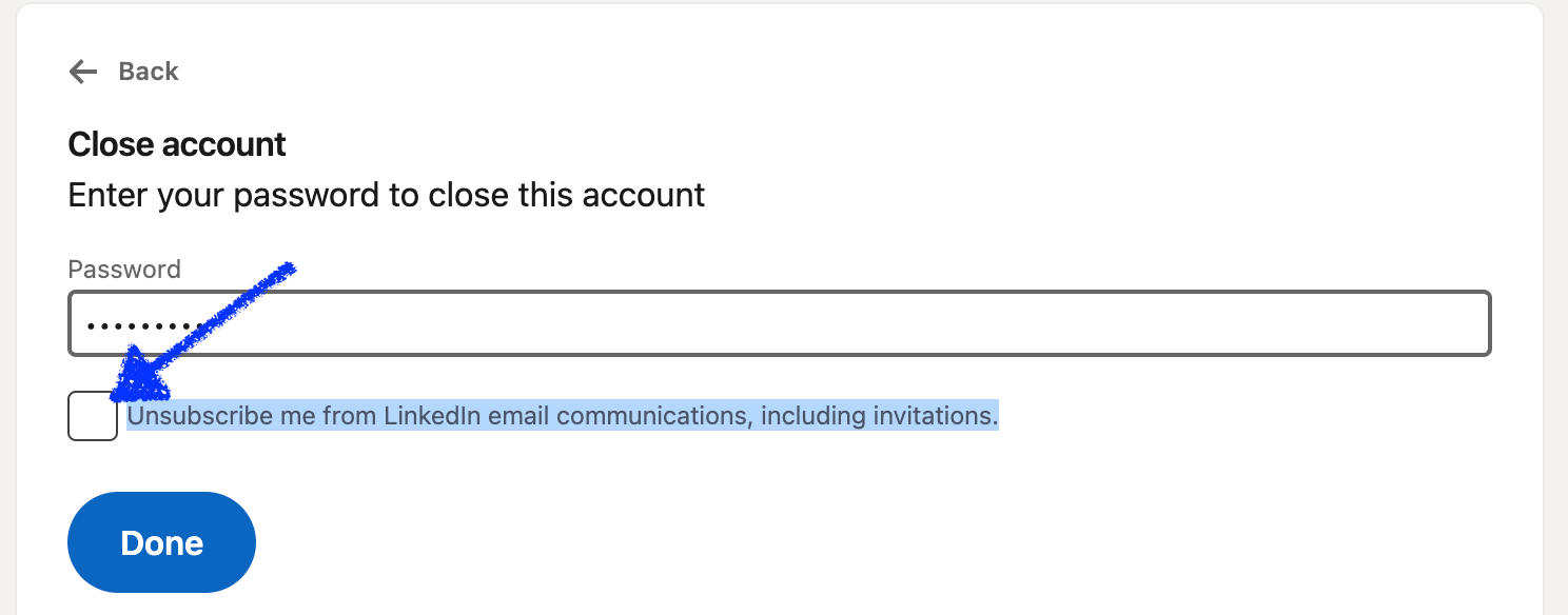 Linkedin Close Account confirm