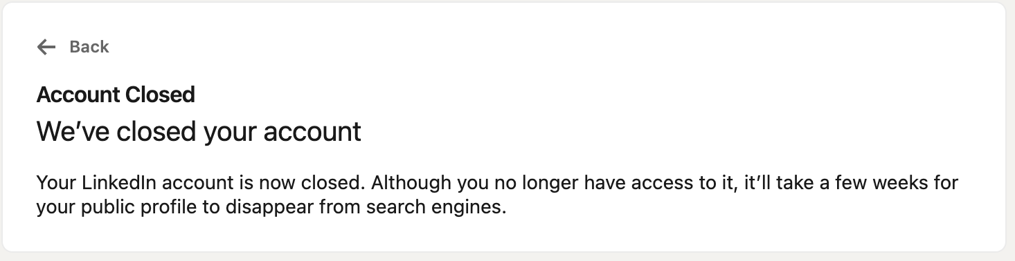 Linkedin Account Closed