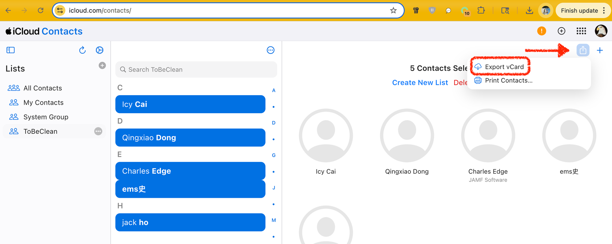 export contacts before deletion
