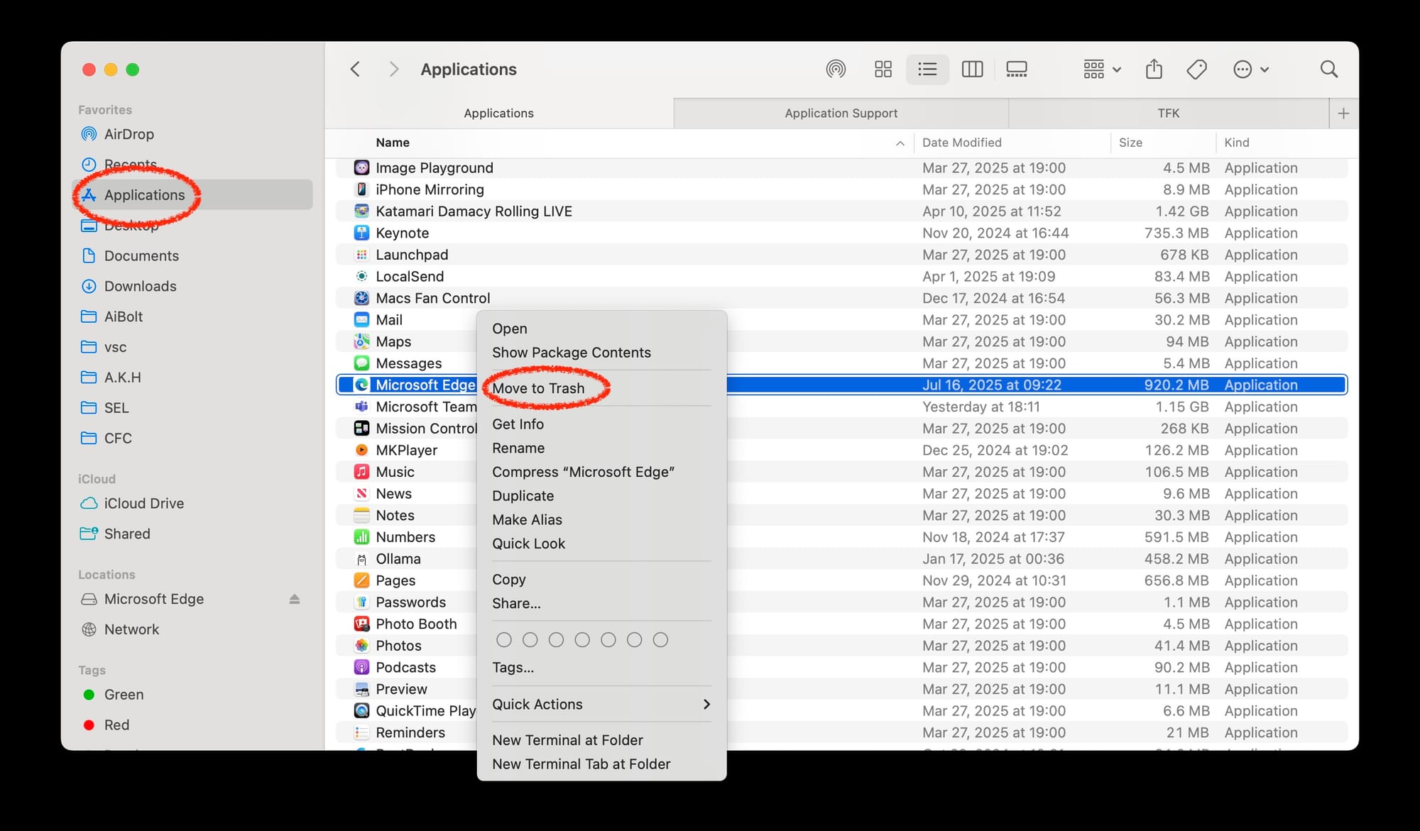 Right-click to remove the App